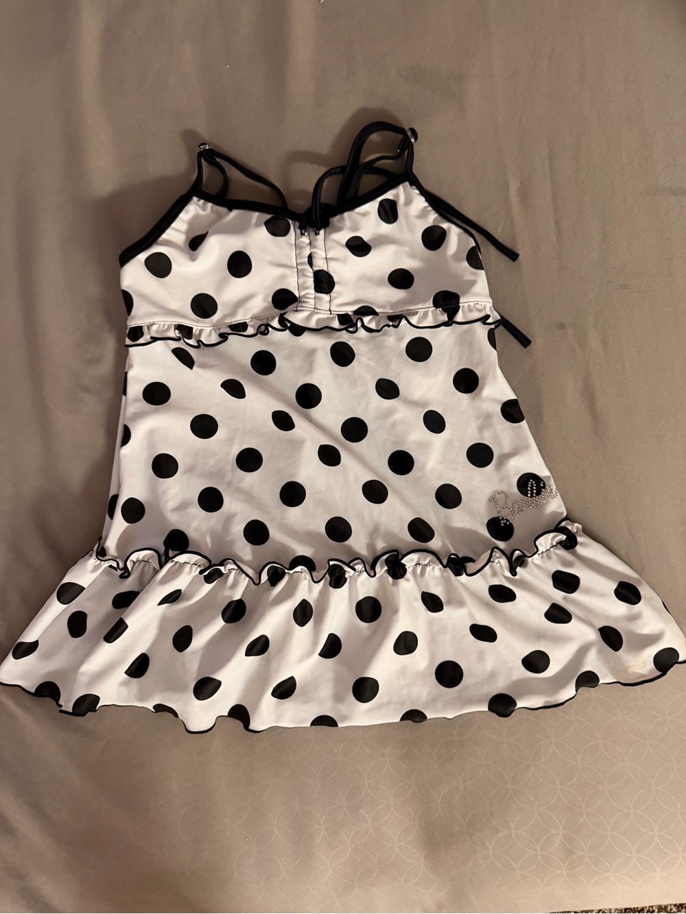 Barbie White and Black Polka Dot Swim Dress